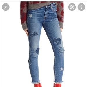 7fam Heart Appliqué high rise skinny crop jean 27.
